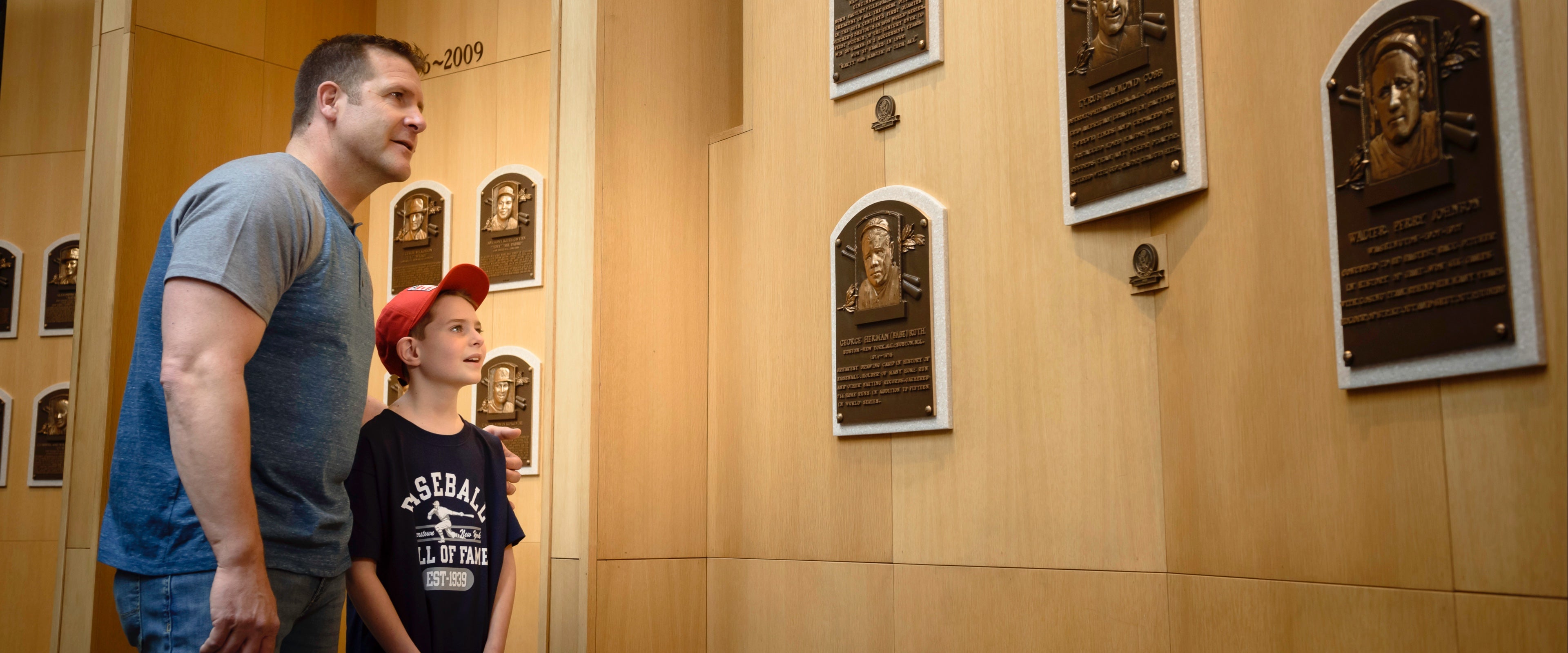 A father and son in the Hall of Fame Plaque Gallery