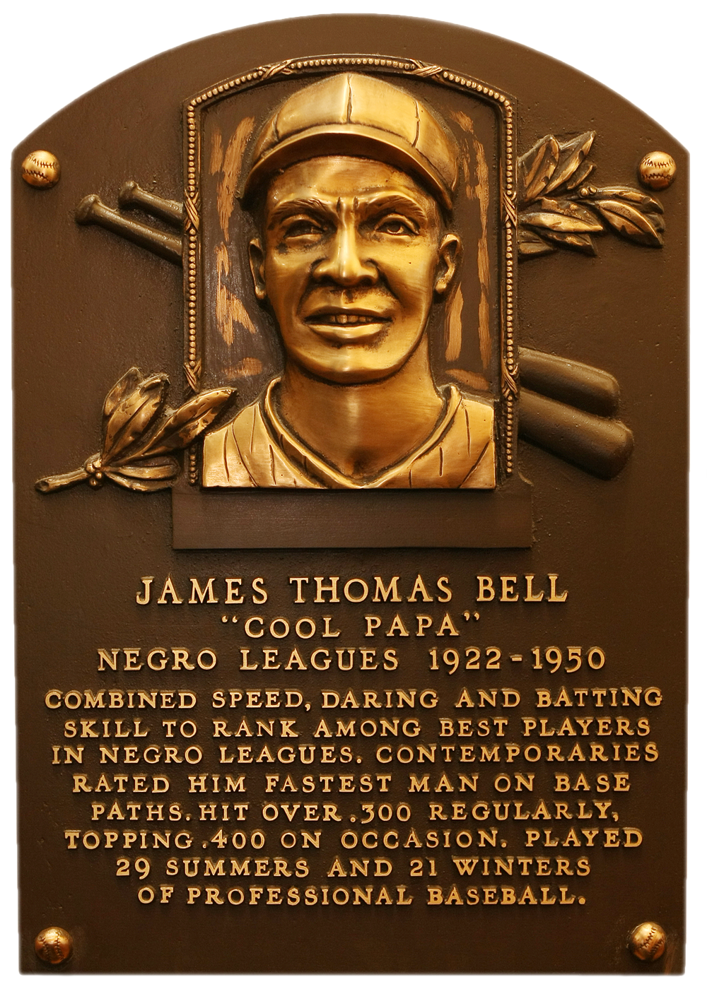 Cool Papa Bell Hall of Fame plaque