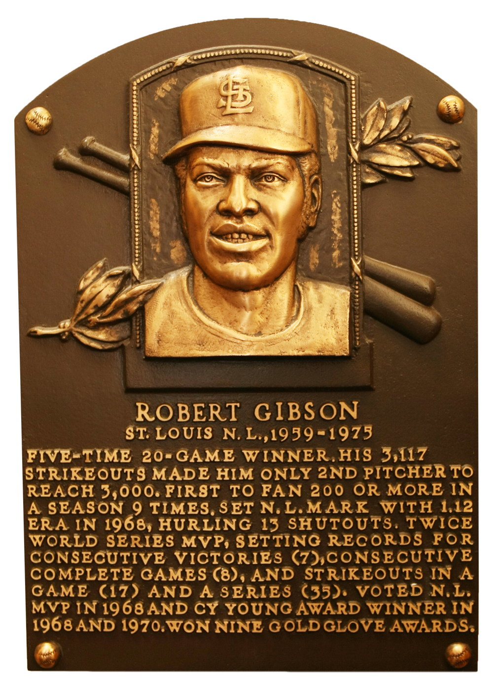Bob Gibson Hall of Fame plaque