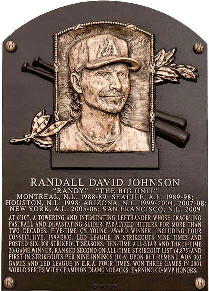 Randy Johnson Hall of Fame plaque