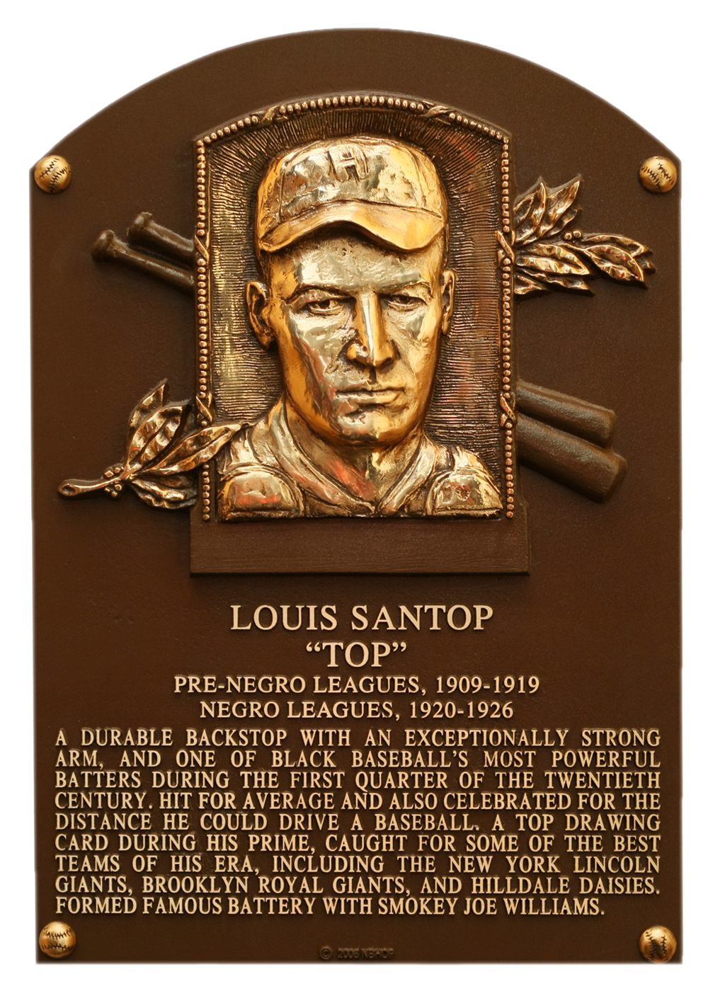 Louis Santop Hall of Fame plaque