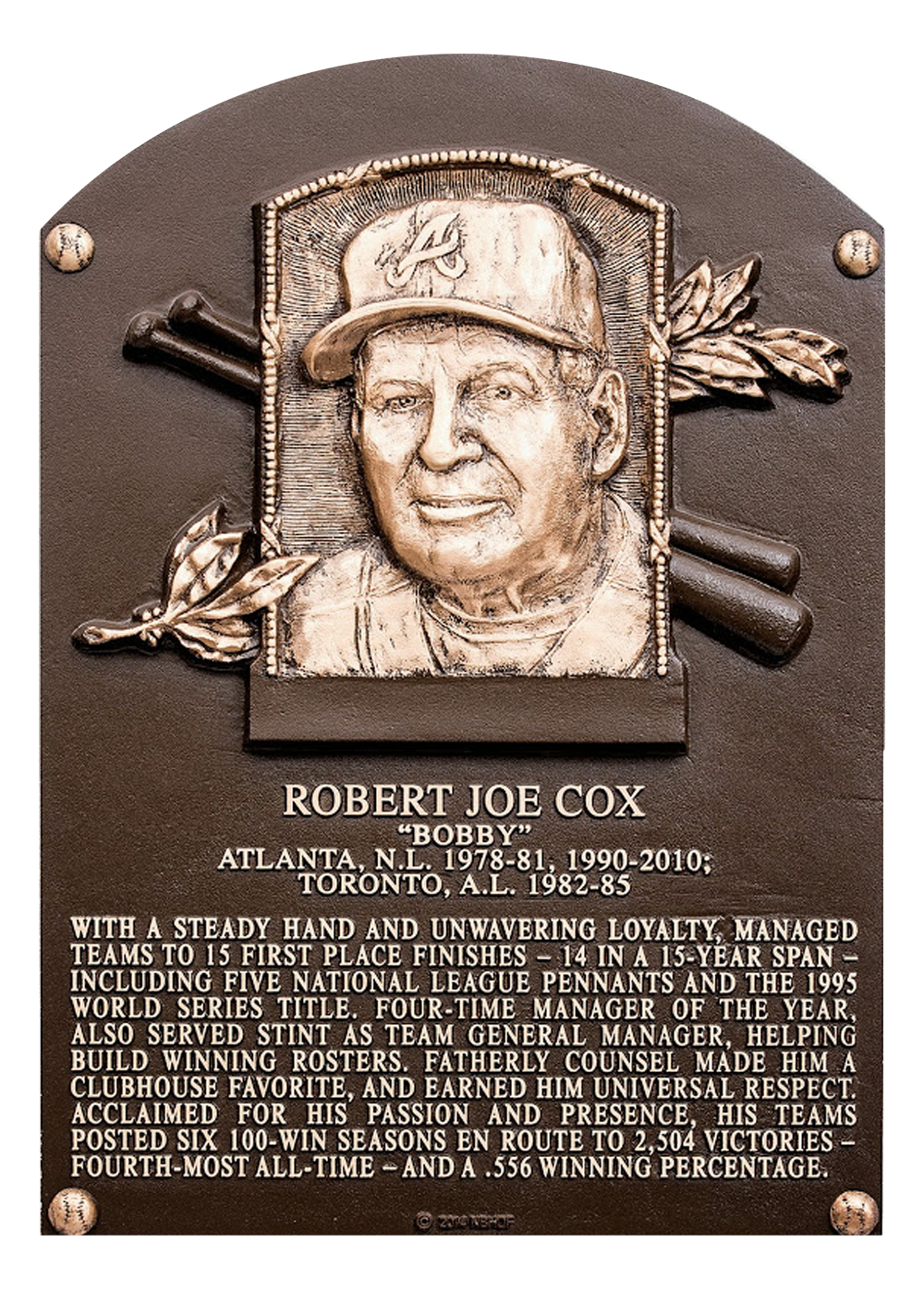Bobby Cox Hall of Fame plaque