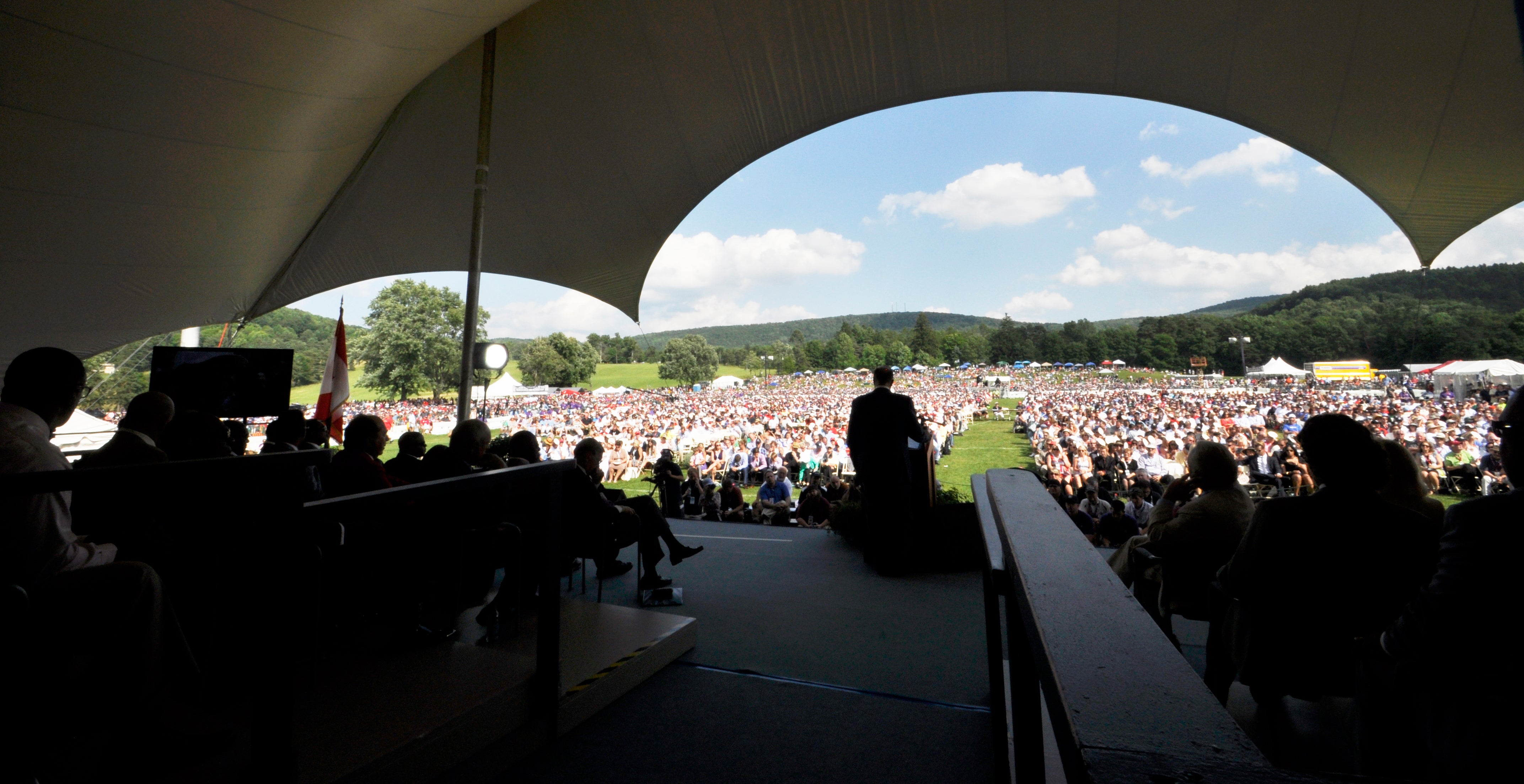 View on the crowd at Idnuction Ceremony from behind the stage