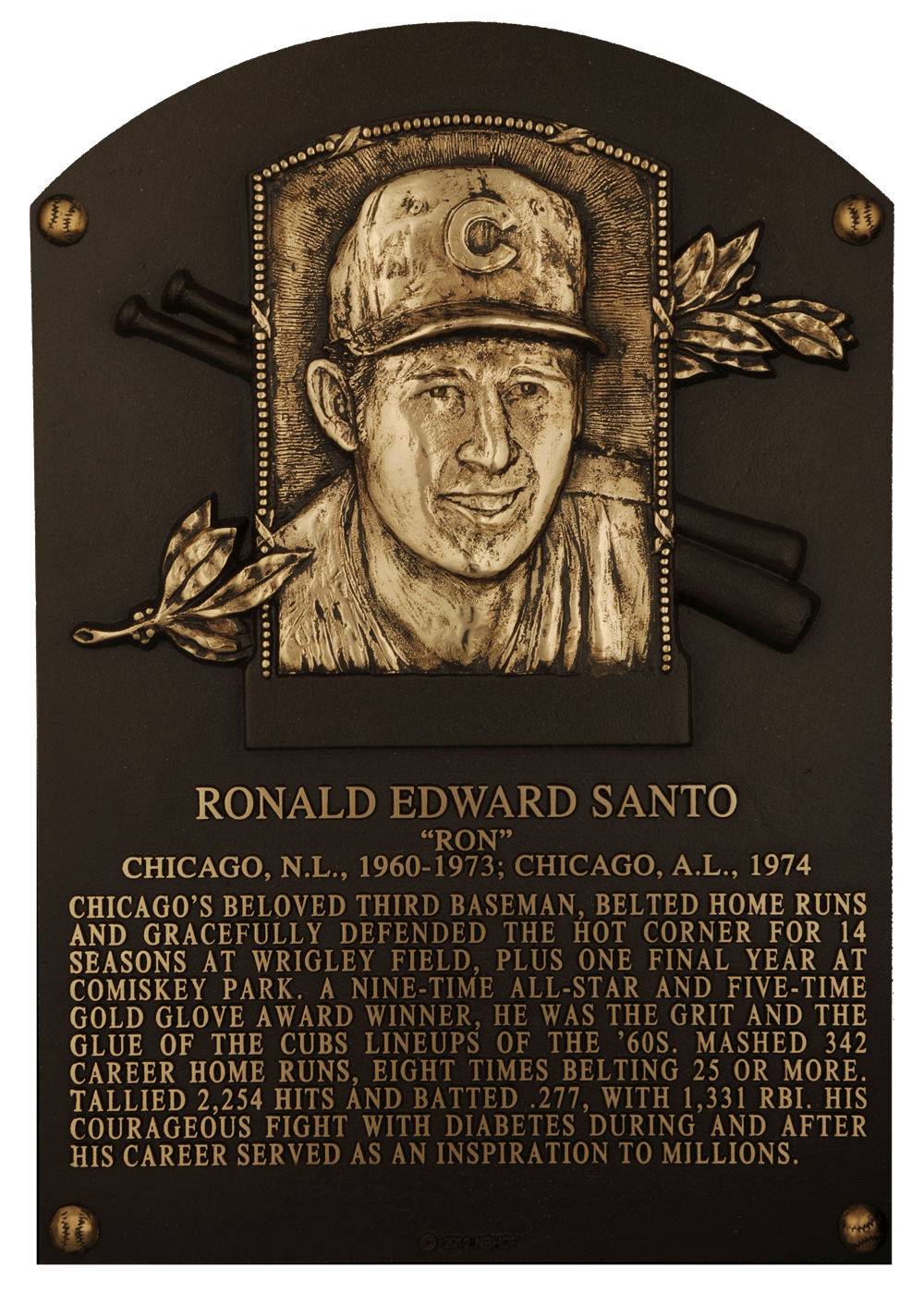 Ron Santo Hall of Fame plaque