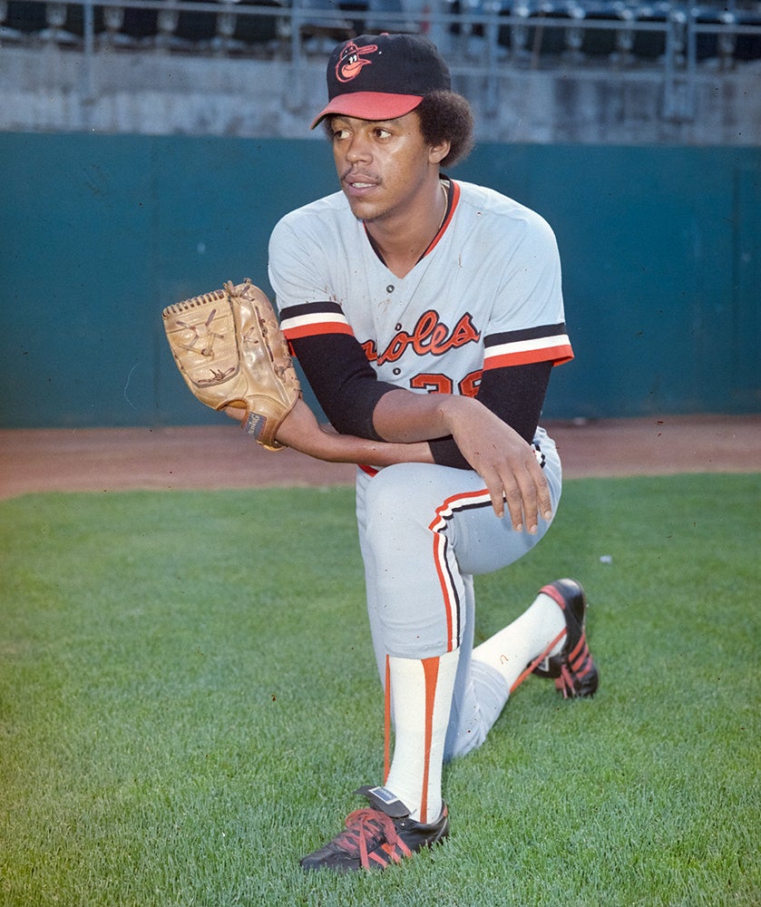 Jesse Jefferson Orioles portrait on one knee